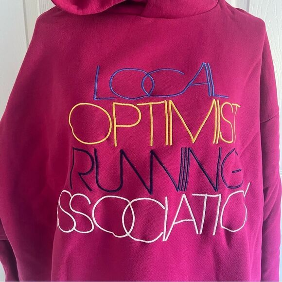 Madhappy Local Optimist Fleece Hoodie Sweatshirt in Peony Medium NEW - Picture 3 of 9
